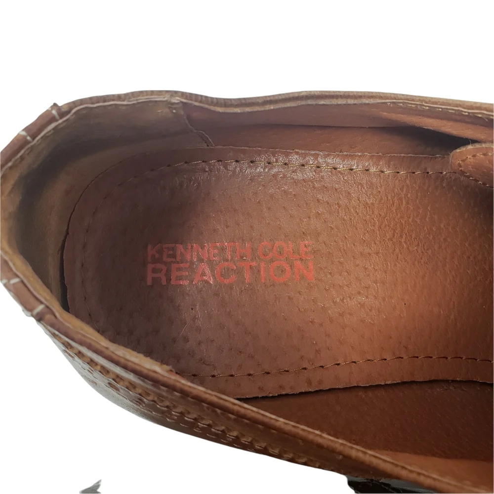 Kenneth Cole Reaction Wing Man‎ Brown Leather Oxford Size 12 Lace Up Patina